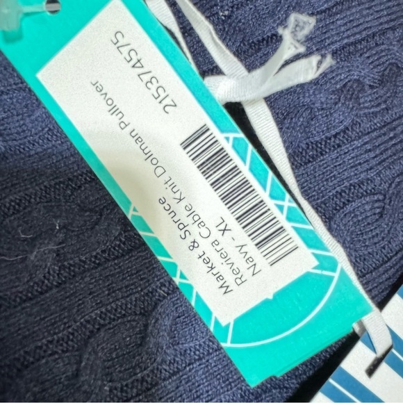 Cable Knit Dolman Pullover Sweater Navy - Picture 4 of 5